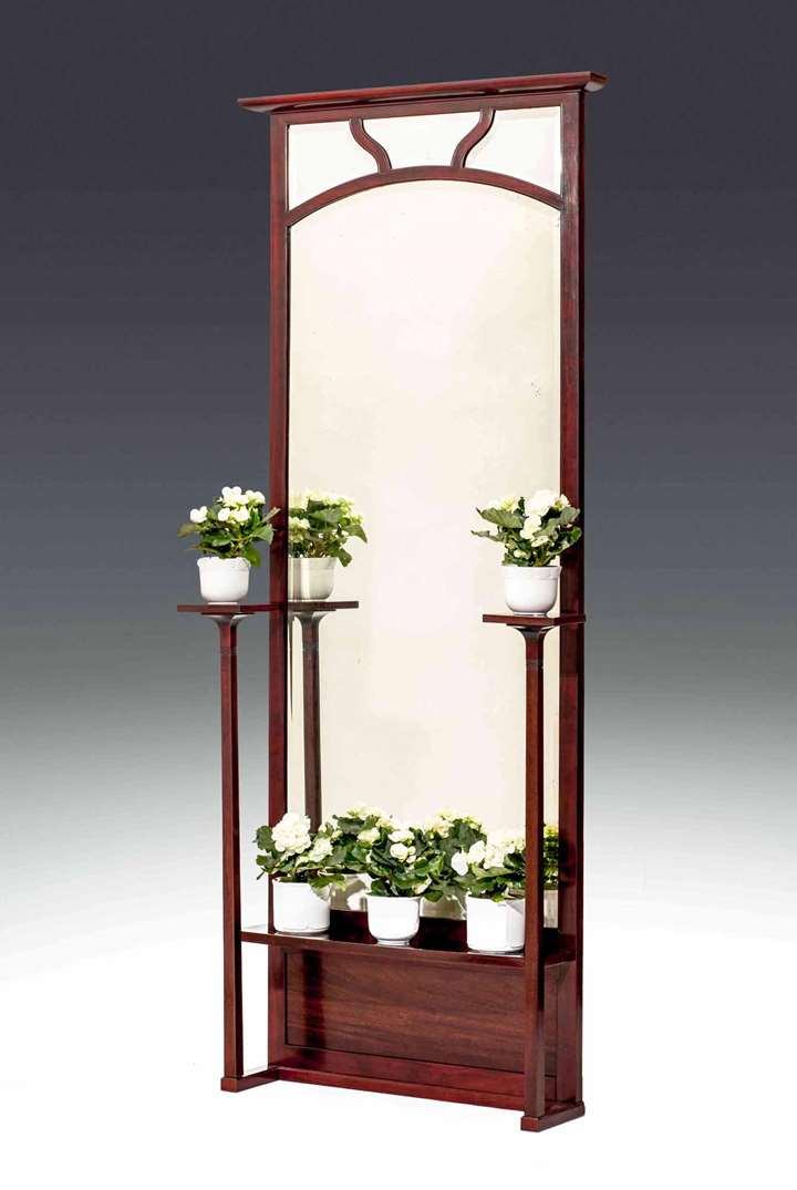 HALL MIRROR WITH TWO PLANT STANDS
